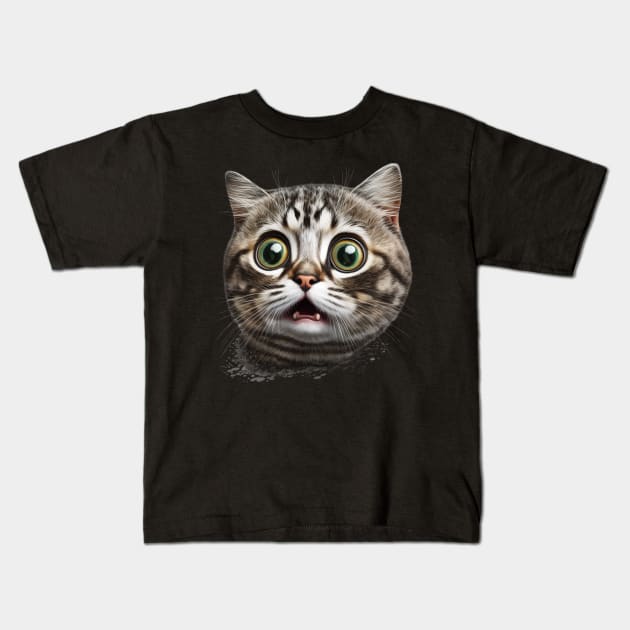 Funny Scared Cat Face, Cat Lover, Scaredy Cat Kids T-Shirt by dukito